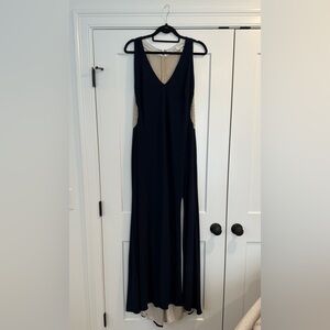 Navy Blue Beaded Evening Gown